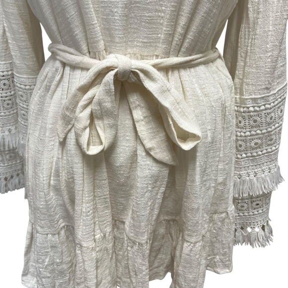 Judith March Cotton Gauze Bohemian Mini Dress With Dramatic Flared Sleeves Sz M - Picture 5 of 15